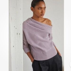 NAADAM Asymmetrical‎ Draped Sweater Wool Cashmere Heathered Purple XS